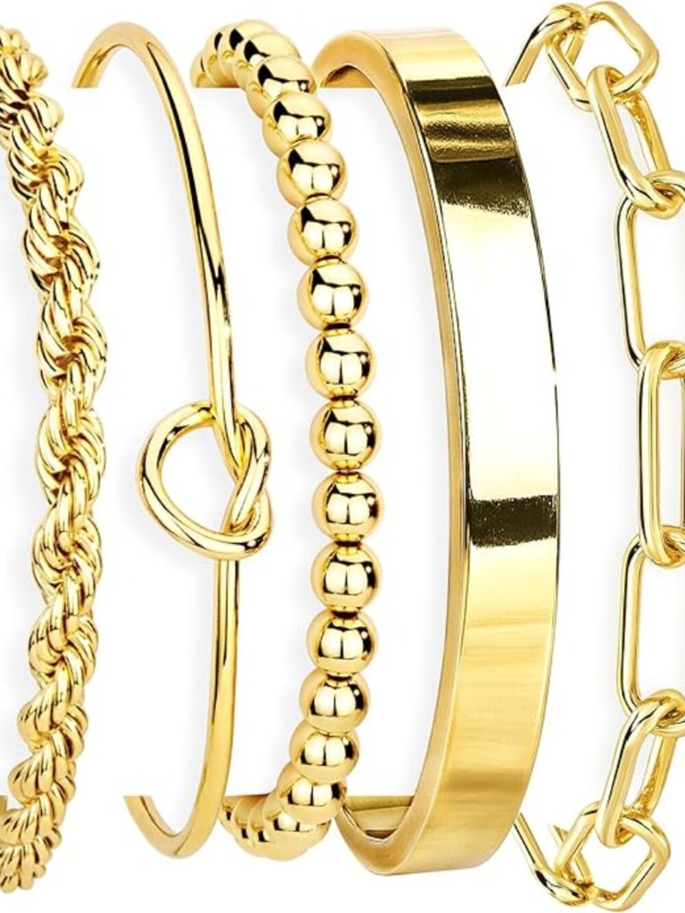 Gold Bracelets Set for Women Non Tarnish, Waterproof 14K Gold Plated Sterling Si